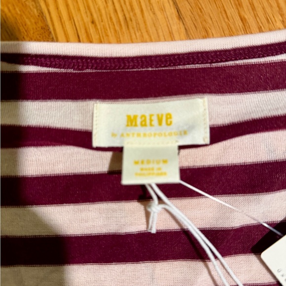 Striped Merlot and cream Women's Top. NWT. Maeve by Anthropologie. Size Medium - Picture 4 of 12